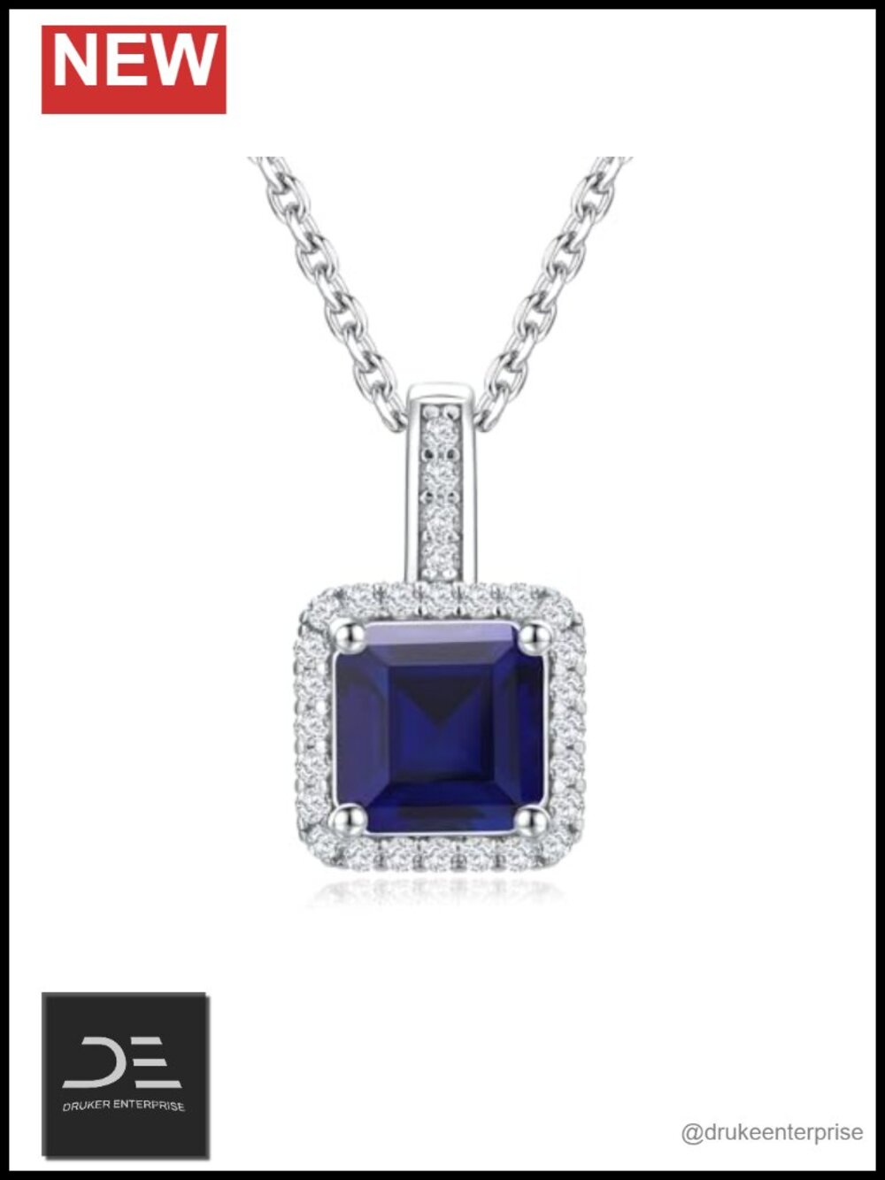 925 Sterling Silver Birthstone Pendant Necklace Sapphire Blue Jewelry Gift
